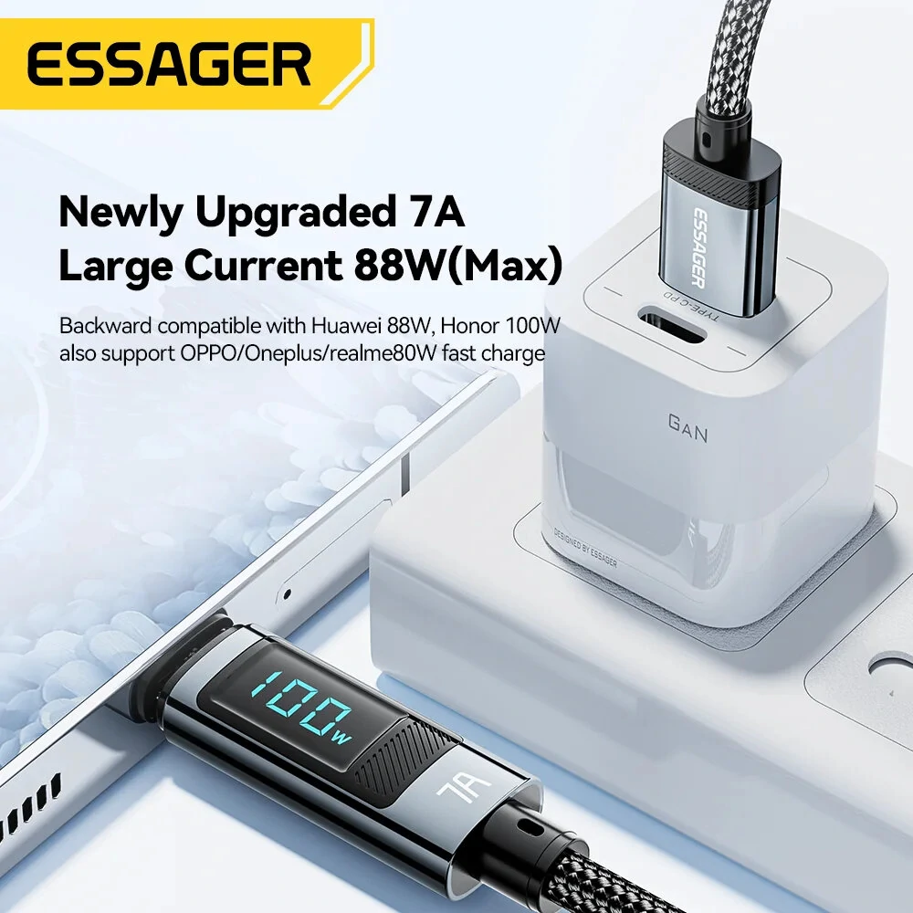 ESSAGER 7A USB-A to Type-C Cable QC Fast Charging Data Transmission Copper Core Line 1M/2M Long for iPhone 15 15 Plus for Samsung Galaxy Z Flip4  for Huawei Mate60 Pro for Xiaomi 13pro — view 5