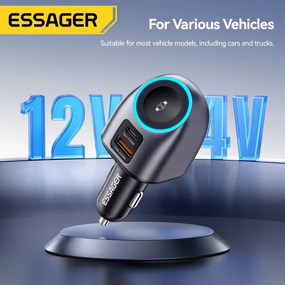 ESSAGER ES-CC31 50W 2-in-1 Car Charger with Watch Charging USB-A+USB-C+Watch Charger Support PD3.0 QC2.0/3.0/4.0 AFC PPS SCP FCP Fast Charging for iPhone 17 17Pro 16 Pro Max 15 14 for Huawei Mate XTs for OPPO for VIVO — view 5