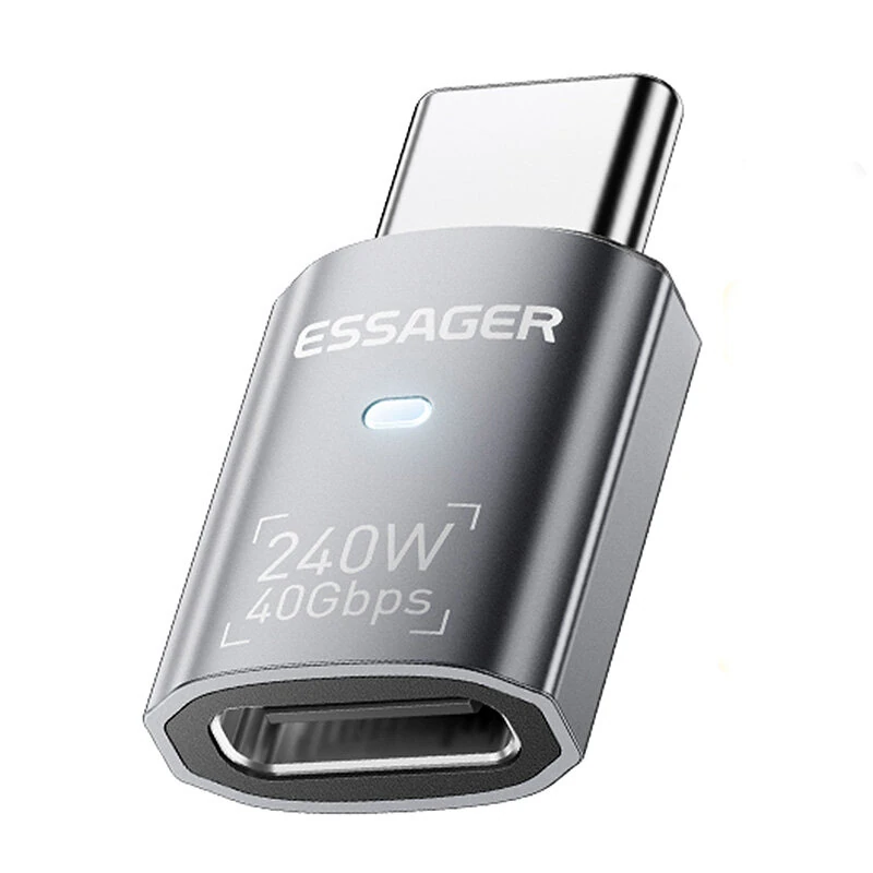 ESSAGER ES-OTG31 USB4 Adapter 40Gbps Data Transfer 240W PD Fast Charging 8K Video Output Aluminum Alloy Mobile Phone Adapter
