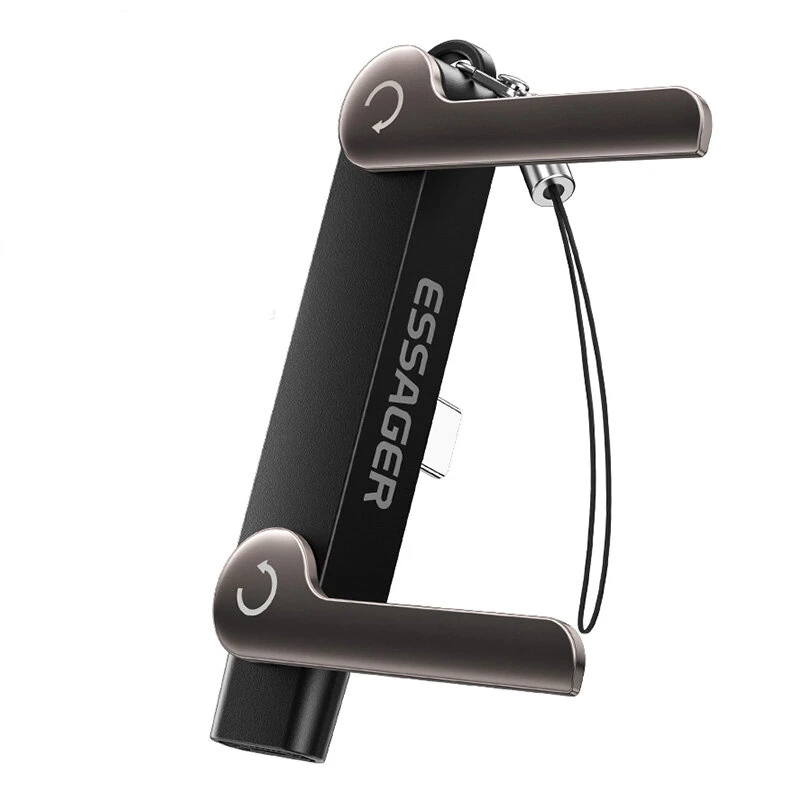 ESSAGER ES-OTG37 Vertical Stand Adapter 240W Fast Charging Type-C to C L-Shape Zinc Alloy 480Mbps Data Transfer 2 in 1 Phone Stand for Travel — ESSAGER