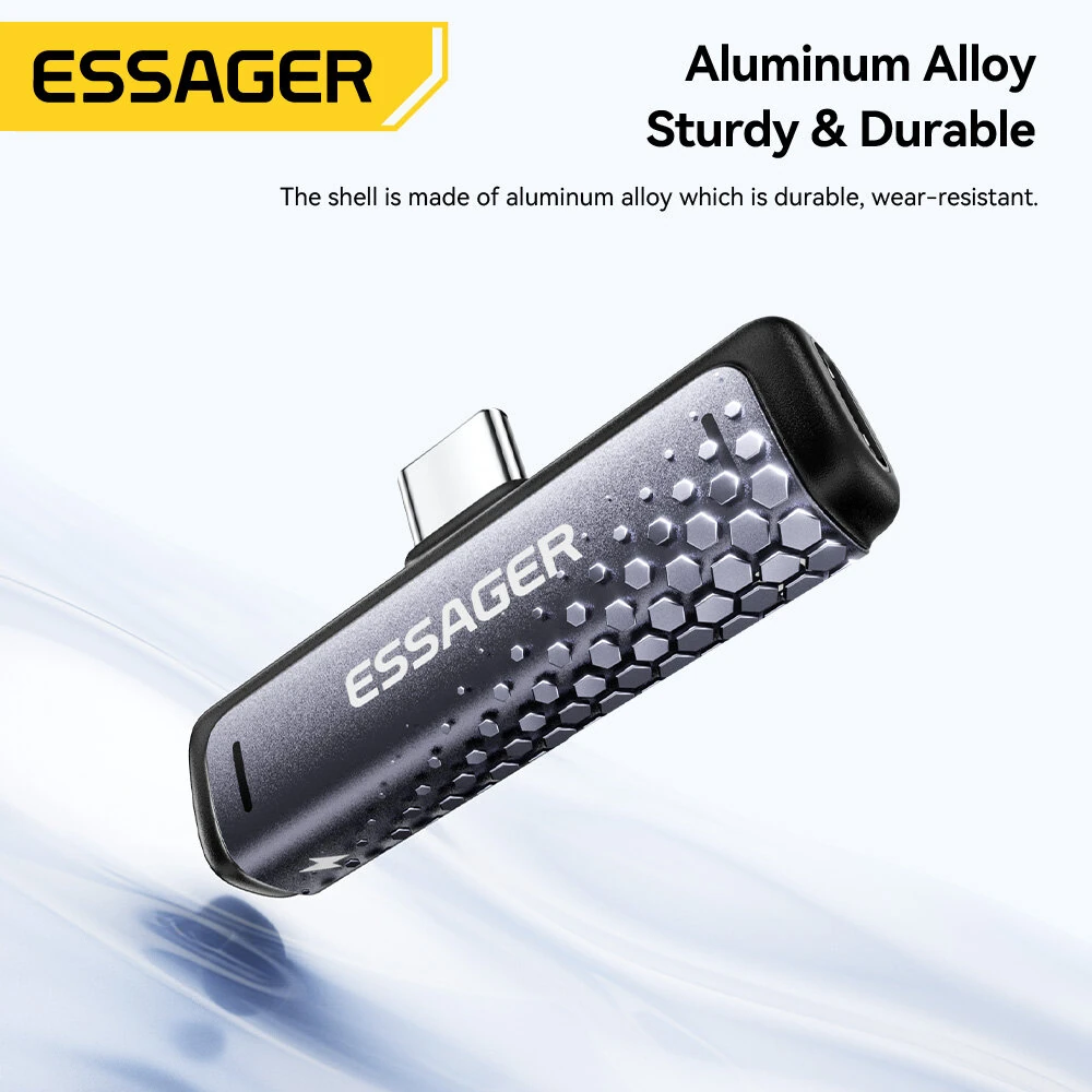 ESSAGER ES-OTG38 2-in-1 USB-C to 3.5mm Headphone and Charger Adapter PD 60W Fast Charging DAC Audio Converter Type-C Aux Dongle for iPhone for Samsung — view 7