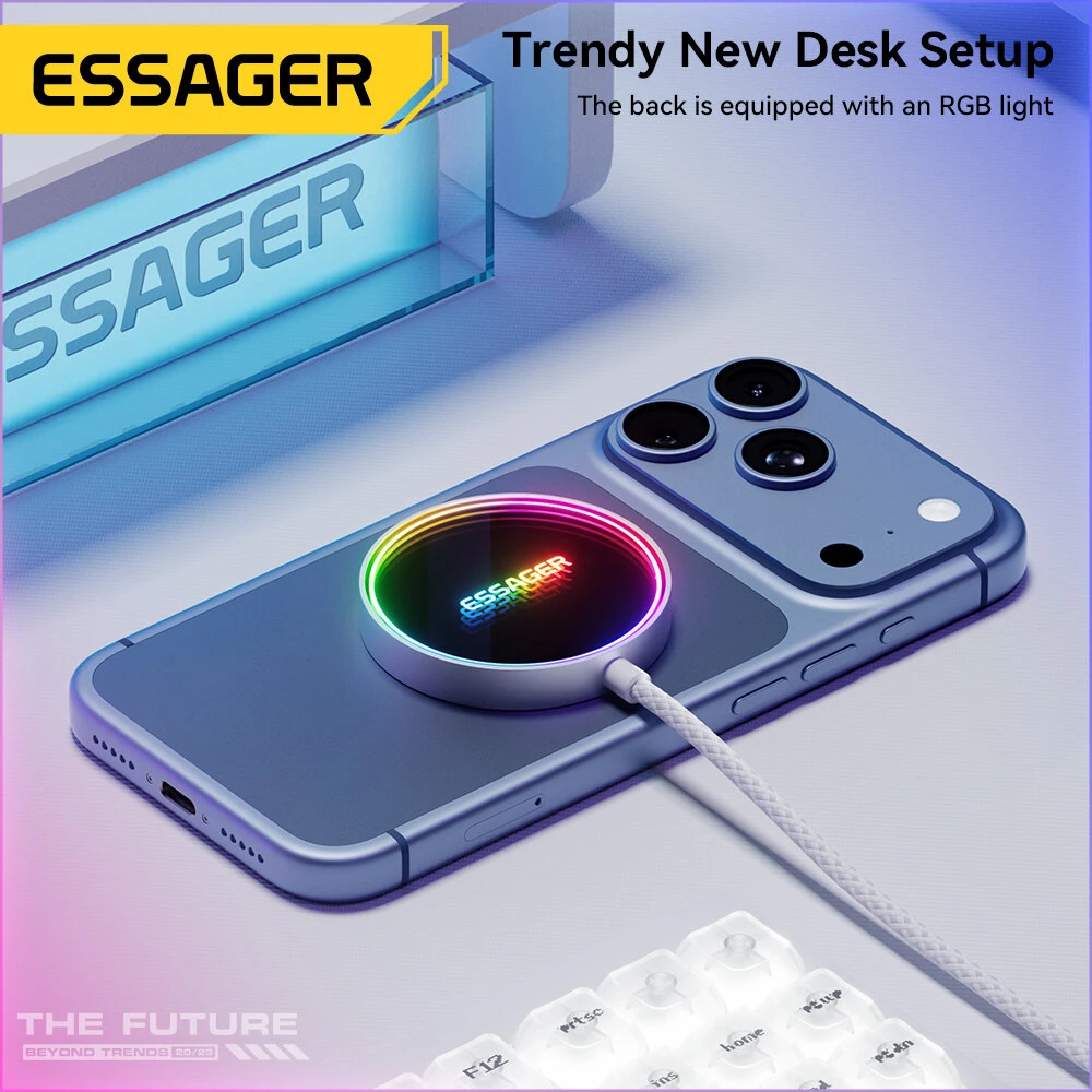 ESSAGER ES-WC17 15W Magnetic Wireless Charger Fast Magnetic Wireless Charger Pad with RGB Light for iphone 17 17Pro 16 Pro Max 15 14 13 for Xiaomi 17pro for OPPO for VIVO — view 4