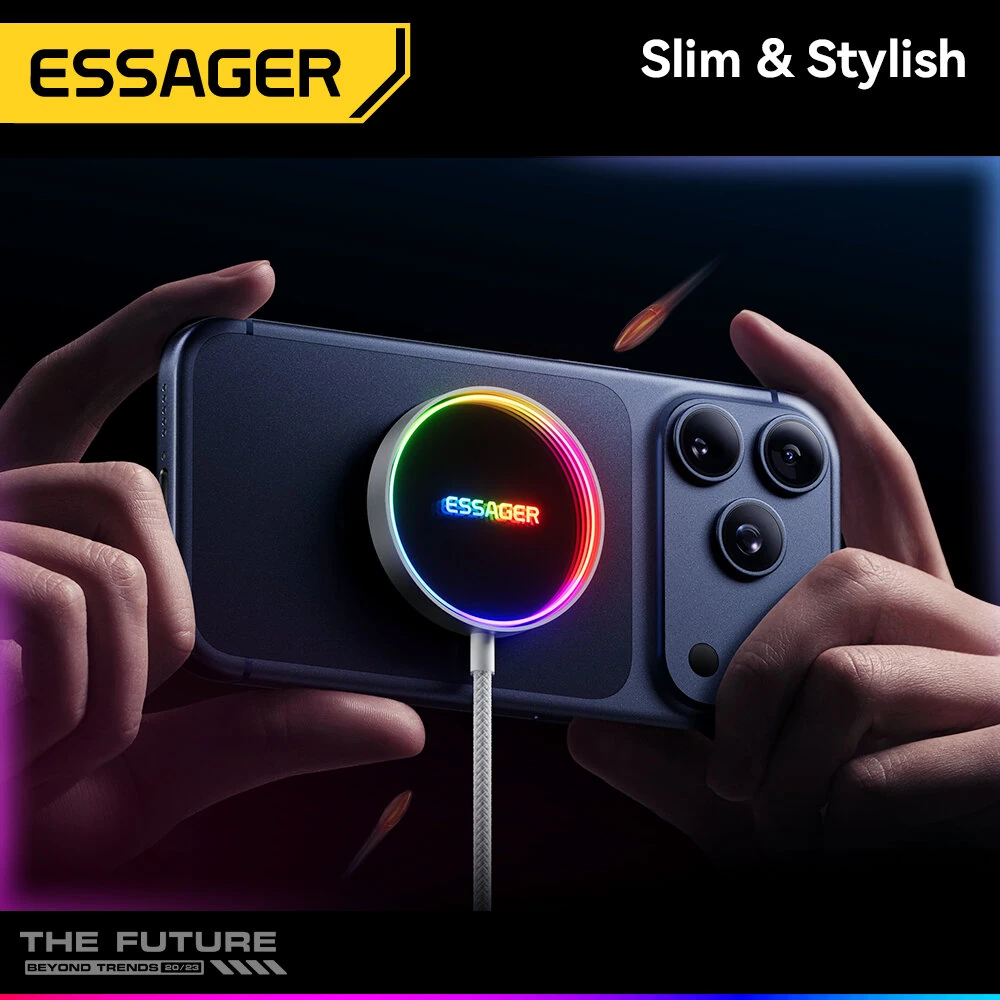 ESSAGER ES-WC17 15W Magnetic Wireless Charger Fast Magnetic Wireless Charger Pad with RGB Light for iphone 17 17Pro 16 Pro Max 15 14 13 for Xiaomi 17pro for OPPO for VIVO — view 5