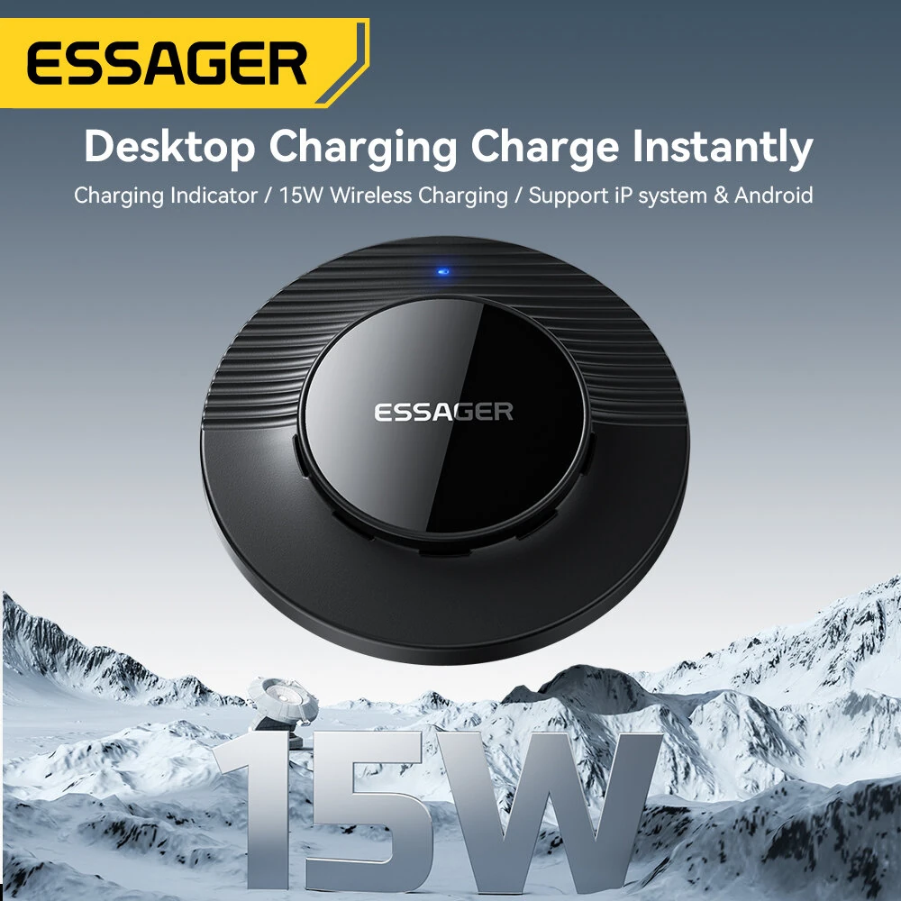 ESSAGER ES-WC24 15W Wireless Charger Fast Wireless Charging Pad for Smart Phones for iPhone 17 17Pro 16 Pro Max 15 14 for Xiaomi 17pro for Huawei Mate XTs  for OPPO for VIVO — view 3
