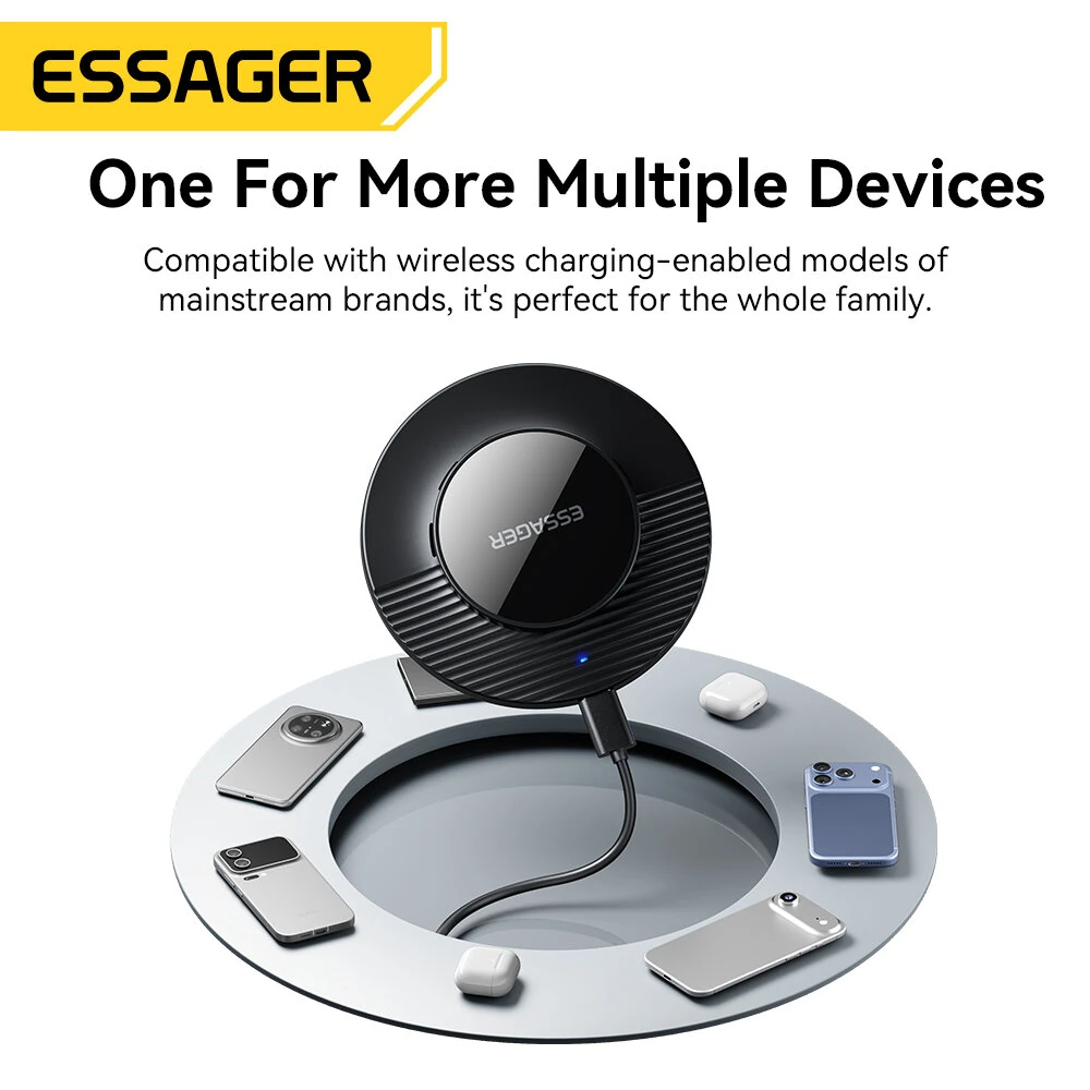 ESSAGER ES-WC24 15W Wireless Charger Fast Wireless Charging Pad for Smart Phones for iPhone 17 17Pro 16 Pro Max 15 14 for Xiaomi 17pro for Huawei Mate XTs  for OPPO for VIVO — view 6
