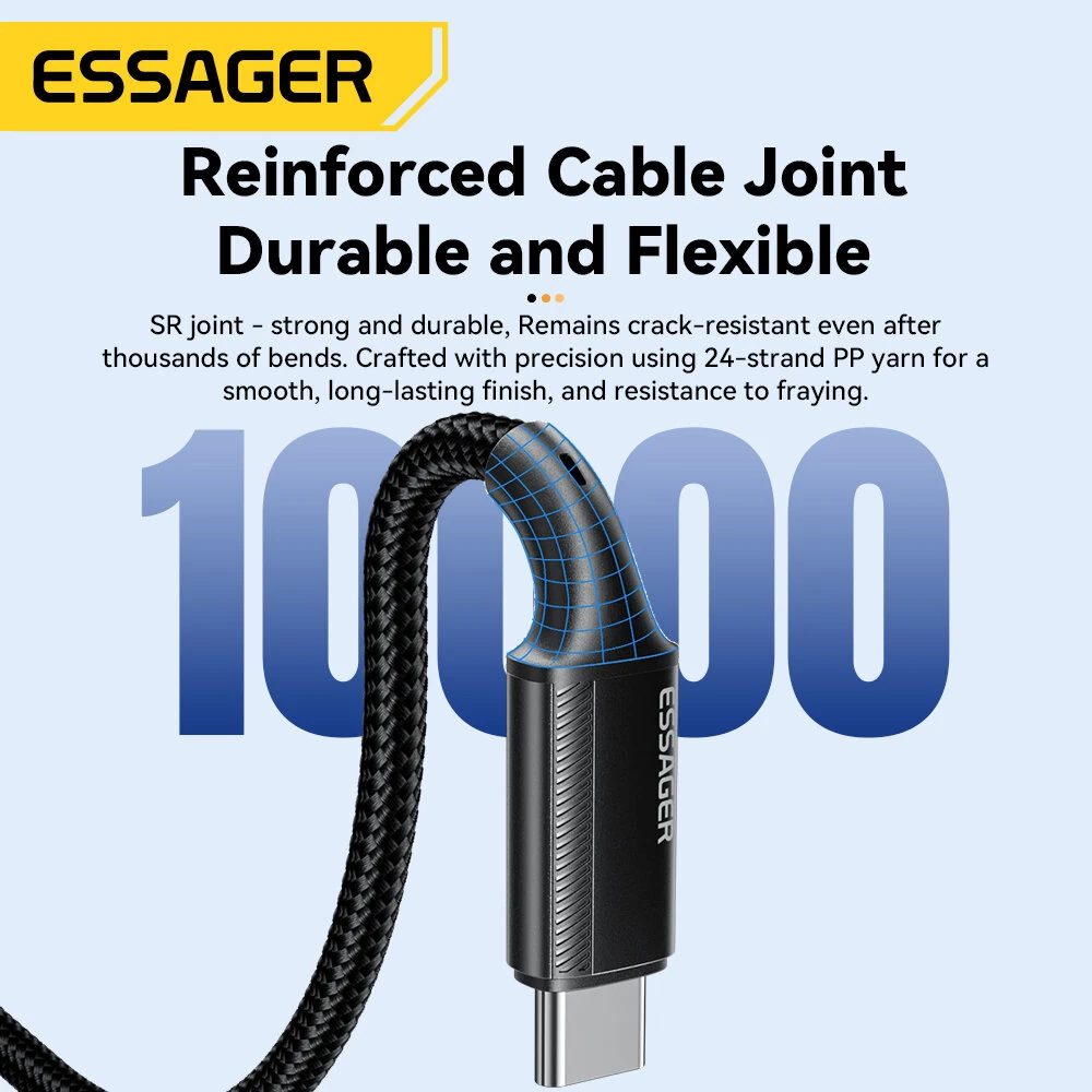 ESSAGER ES-X45 5A 240W Type-C to Type-C Cable PD3.1 Fast Charging Data Transmission Copper Core Line 1M/2M Long for iPhone 15 15 Plus for Samsung Galaxy Z Flip6 for Huawei Nova Flip — view 9
