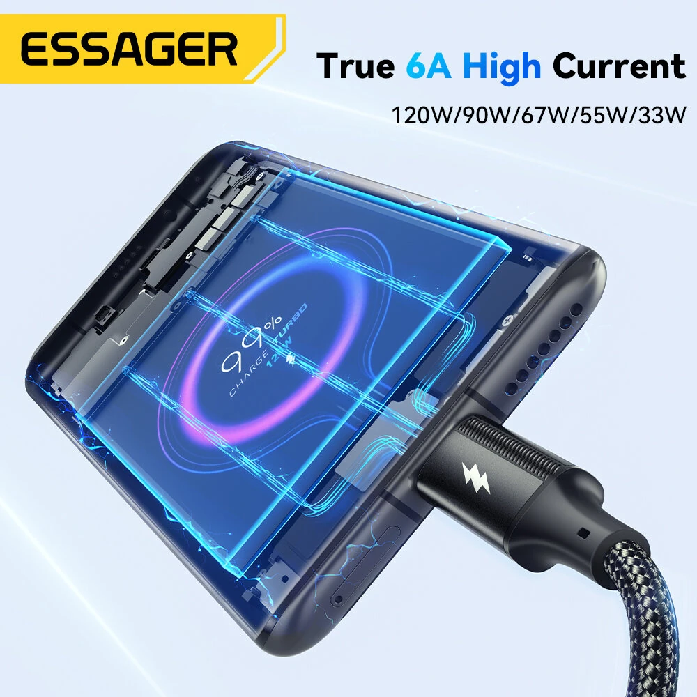 ESSAGER ES-X45 6A 120W USB-A to Type-C Cable Fast Charging Data Transmission Copper Core Line 1M/2M Long for iPhone 15 15 Plus for Samsung Galaxy Z Flod 6 for Xiaomi Civi 4 Pro for Huawei Pura 70 Ultra — view 4