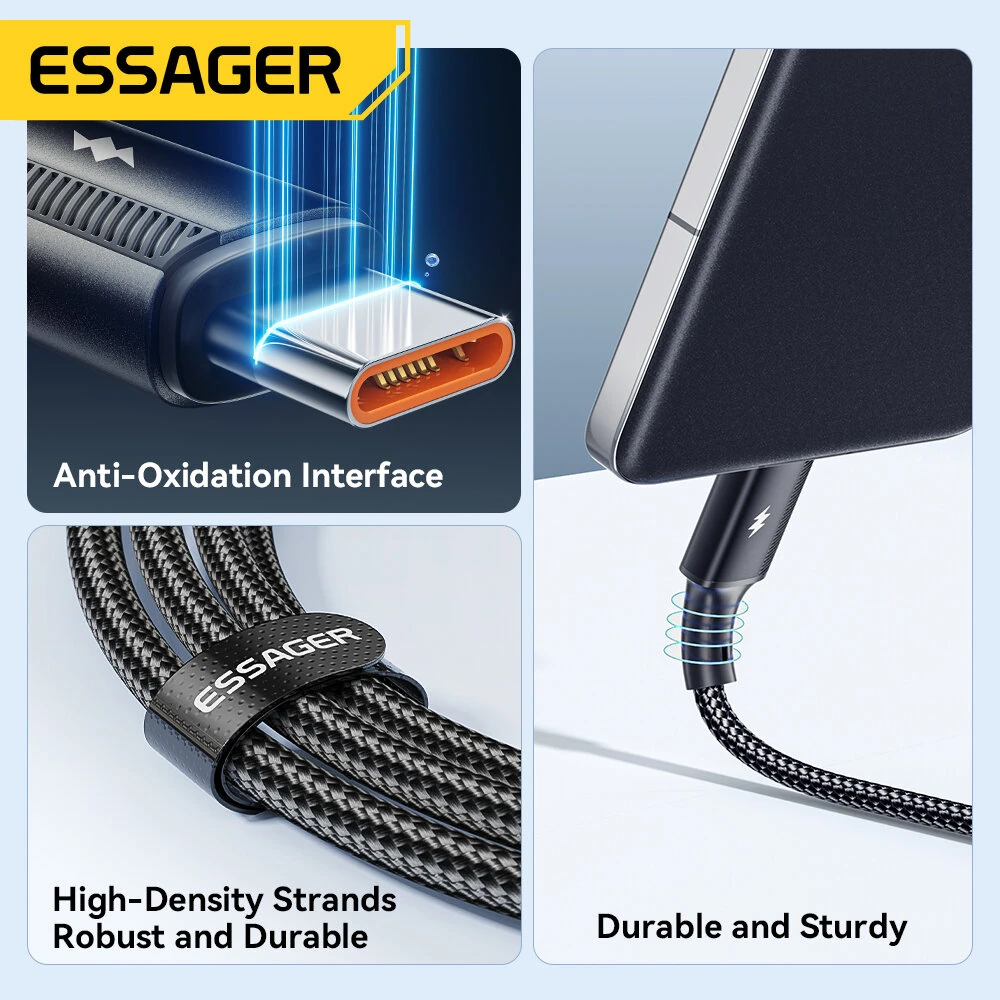 ESSAGER ES-X45 6A 120W USB-A to Type-C Cable Fast Charging Data Transmission Copper Core Line 1M/2M Long for iPhone 15 15 Plus for Samsung Galaxy Z Flod 6 for Xiaomi Civi 4 Pro for Huawei Pura 70 Ultra — view 8