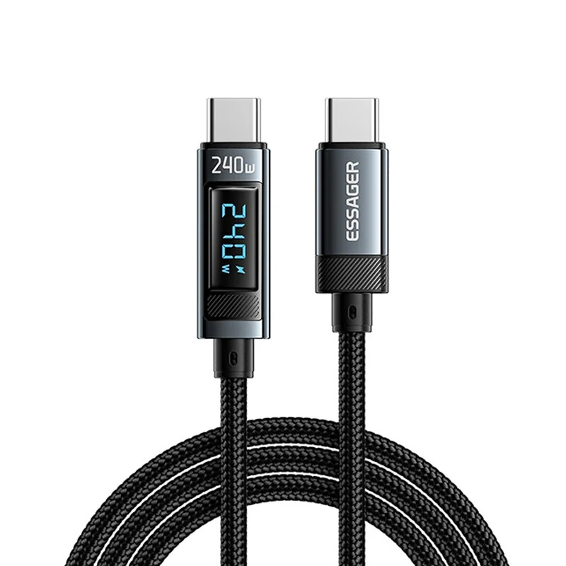 ESSAGER ES-X47 5A 240W Type-C to Type-C Cable Fast Charging Data Transmission Tinned Copper Core Line 1M/2M Long for iPhone 15 15 Plus for Huawei Mate60 Pro for Samsung Galaxy Z Flip4 for Xiaomi 13pro