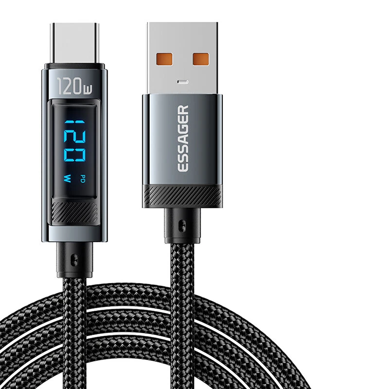 ESSAGER ES-X47 6A 120W USB-A to Type-C Digital Display Cable Fast Charging Data Transmission Copper Core Line 1M/2M Long for iPhone 15 15 Plus for Huawei Pura 70 Ultra for Xiaomi Civi 4 Pro for Samsung Galaxy Z Fold6 — ESSAGER