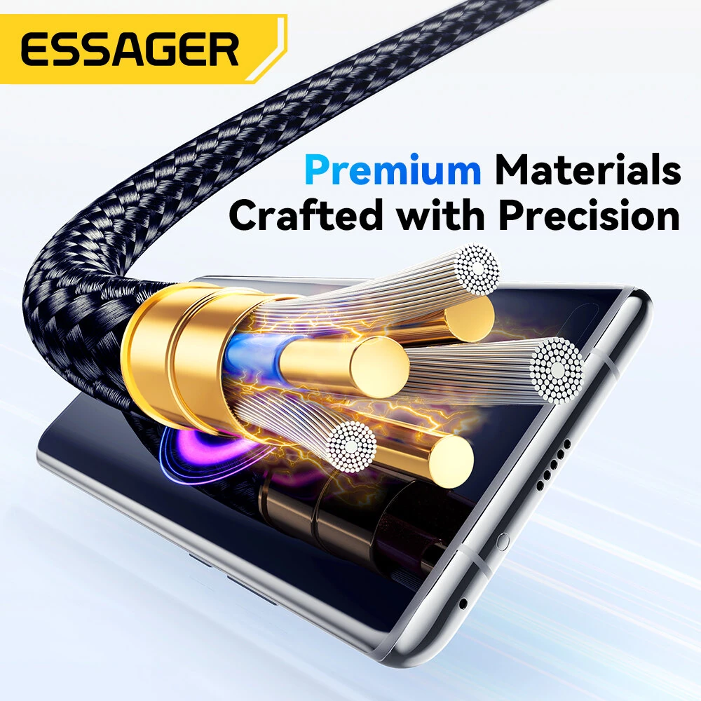 ESSAGER ES-X47 6A 120W USB-A to Type-C Digital Display Cable Fast Charging Data Transmission Copper Core Line 1M/2M Long for iPhone 15 15 Plus for Huawei Pura 70 Ultra for Xiaomi Civi 4 Pro for Samsung Galaxy Z Fold6 — view 8