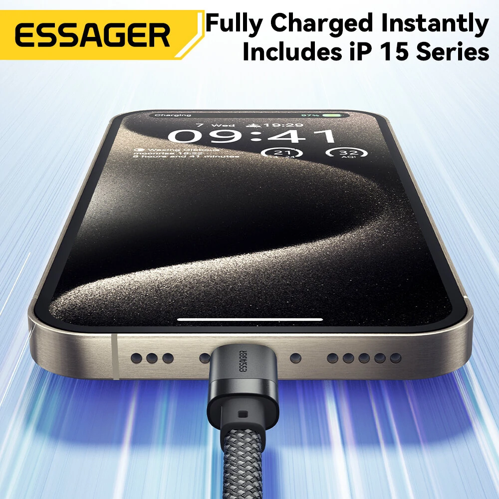 ESSAGER ES-X53 5A 60W/100W USB-C to USB-C Cable Fast Charging Data Transmission Copper Core Line 1M Long for iPhone 15 15 Plus for Huawei Mate60 for Xiaomi 14pro for Oppo Find X7 — view 4