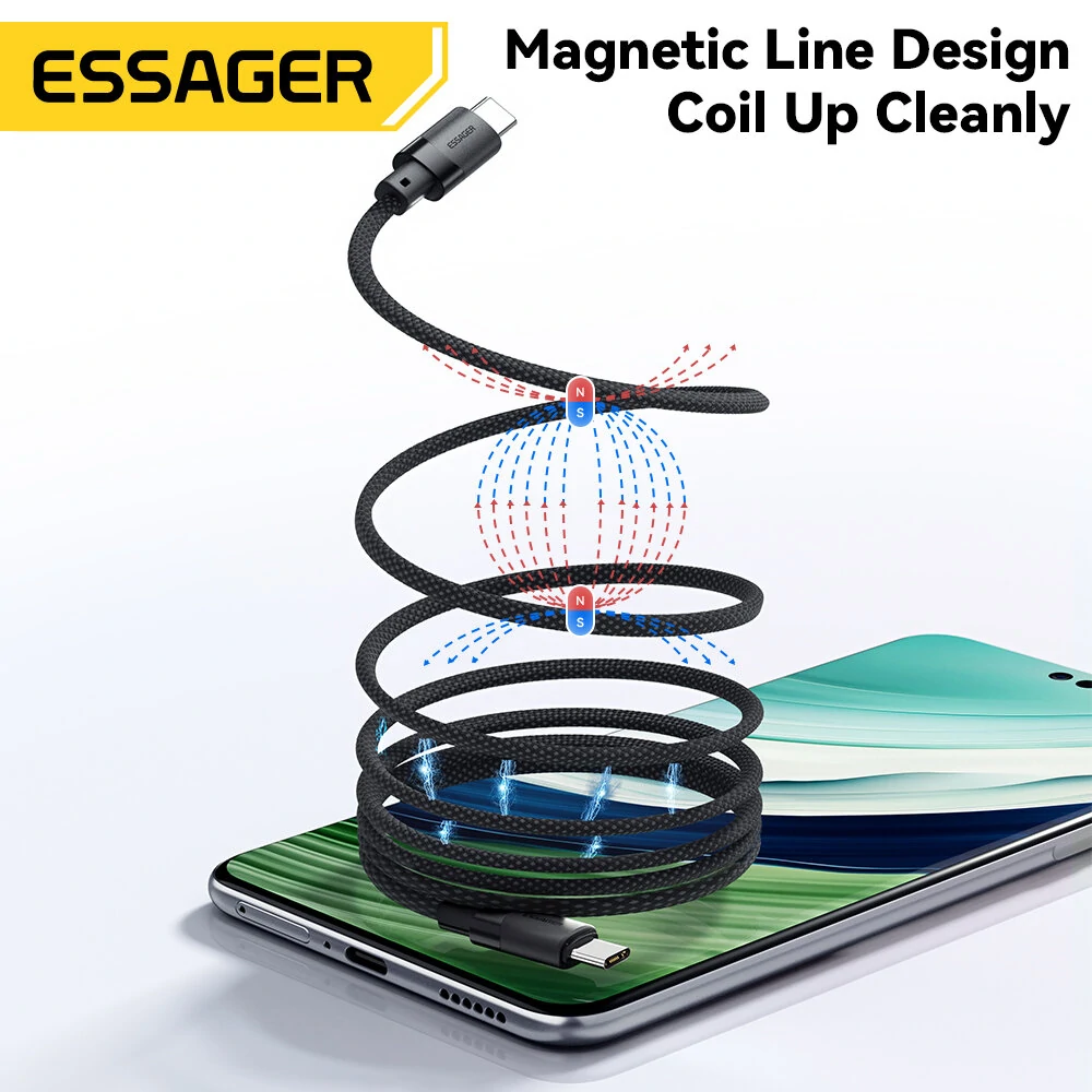 ESSAGER ES-X53 5A 60W/100W USB-C to USB-C Cable Fast Charging Data Transmission Copper Core Line 1M Long for iPhone 15 15 Plus for Huawei Mate60 for Xiaomi 14pro for Oppo Find X7 — view 8