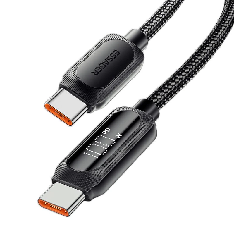 ESSAGER ES-X57 100W/60W Type-C to Type-C Power Display Cable Fast Charging Data Transmission Copper Core Line 1M/2M Long for iPhone 15 15 Plus for Samsung Galaxy Z Flip6 for Huawei Nova Flip for Xiaomi MIX Fold4