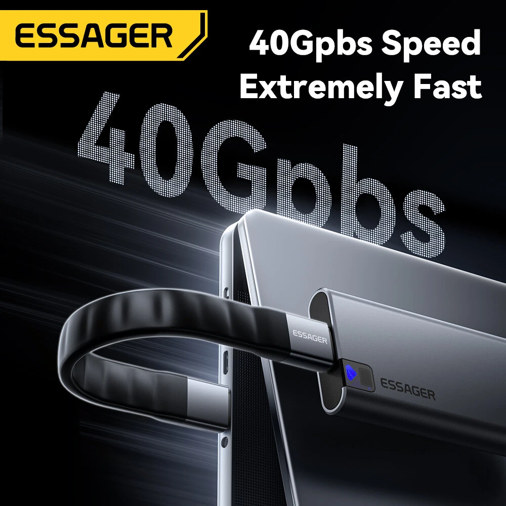 ESSAGER ES-X77 5A 240W Type-C to Type-C USB4.0 Cable Support 8K@60Hz PD Fast Charging Data Transmission Copper Core Line 0.125M Long for iPhone 17 17Pro 16 15 Pro Max for Huawei Mate XTs for Xiaomi 17pro for OPPO for VIVO — view 6