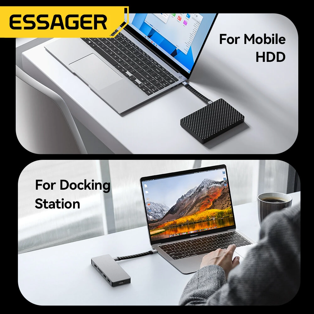 ESSAGER ES-X77 5A 240W Type-C to Type-C USB4.0 Cable Support 8K@60Hz PD Fast Charging Data Transmission Copper Core Line 0.125M Long for iPhone 17 17Pro 16 15 Pro Max for Huawei Mate XTs for Xiaomi 17pro for OPPO for VIVO — view 8
