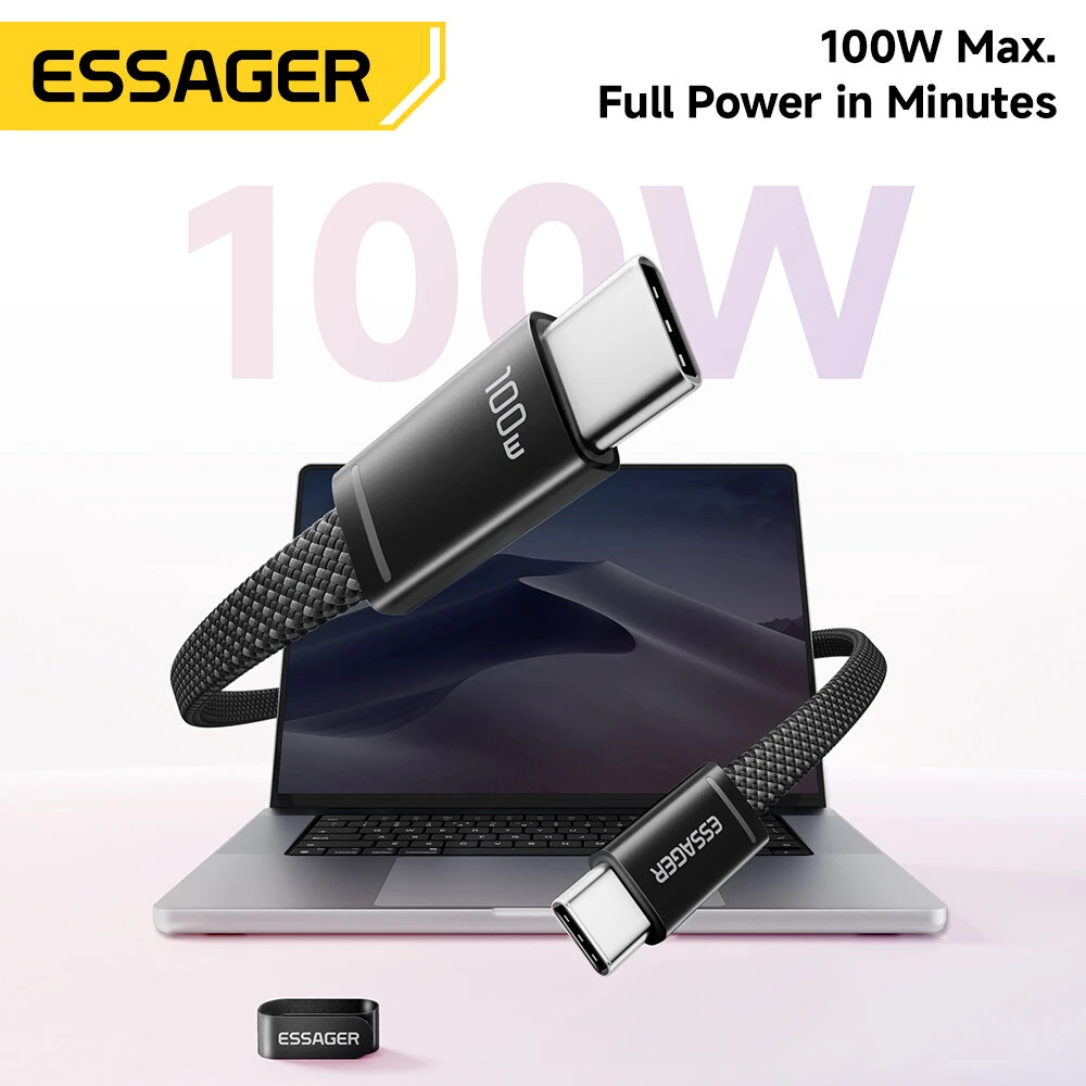 ESSAGER ES-X85 5A 100W USB-C to USB-C Cable Fast Charging Data Transmission Copper Core Line 1M Long for iPhone 17 17Pro 16 Pro Max for Huawei Mate XTs for Xiaomi 17pro for OPPO — view 2