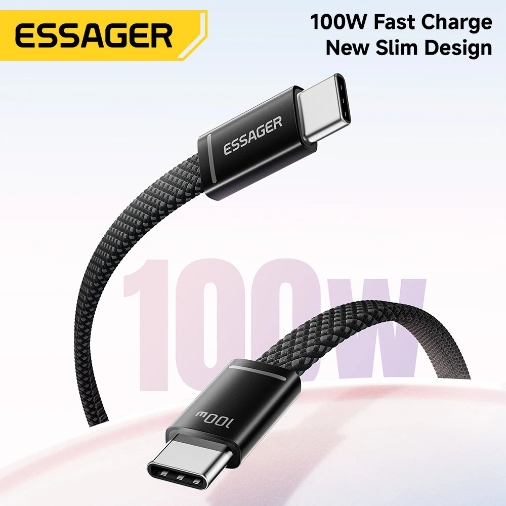 ESSAGER ES-X85 5A 100W USB-C to USB-C Cable Fast Charging Data Transmission Copper Core Line 1M Long for iPhone 17 17Pro 16 Pro Max for Huawei Mate XTs for Xiaomi 17pro for OPPO — view 3