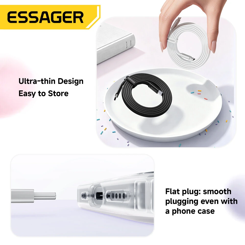 ESSAGER ES-X85 5A 100W USB-C to USB-C Cable Fast Charging Data Transmission Copper Core Line 1M Long for iPhone 17 17Pro 16 Pro Max for Huawei Mate XTs for Xiaomi 17pro for OPPO — view 5