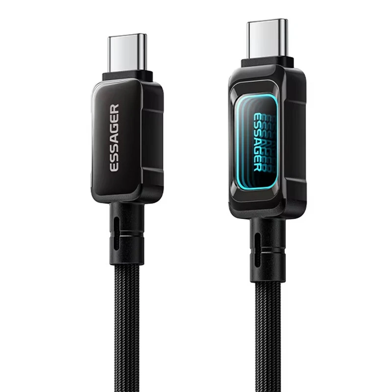 ESSAGER ES-X87 5A 100W Type-C to Type-C Cable Fast Charging Data Transmission Copper Core Line 1M/2M Long for iPhone 17 17Pro 16 Pro Max 15 for Huawei Mate XTs for OPPO for VIVO