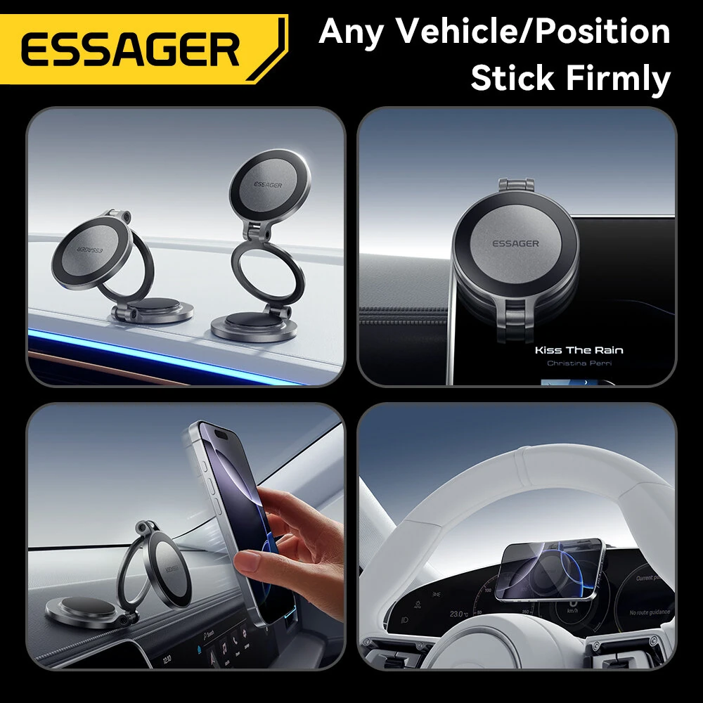 ESSAGER ES-ZJ30 Magnetic Car Phone Holder N52 Strong Magnet Adjustable Arm Universal Dashboard Mount for iPhone 17 17Pro 16 Pro Max 15 14 for Samsung 1.2kg Capacity — view 5