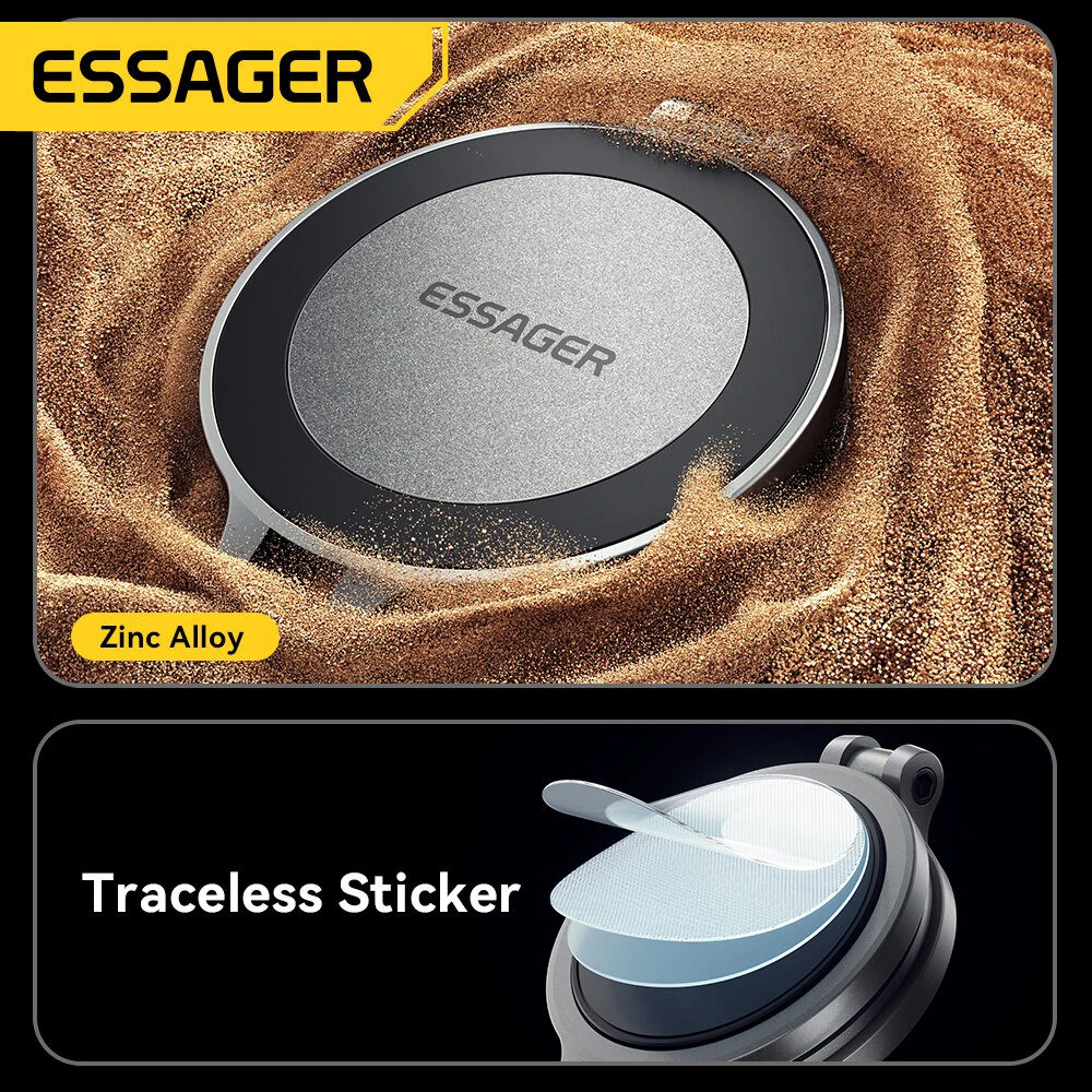 ESSAGER ES-ZJ30 Magnetic Car Phone Holder N52 Strong Magnet Adjustable Arm Universal Dashboard Mount for iPhone 17 17Pro 16 Pro Max 15 14 for Samsung 1.2kg Capacity — view 6