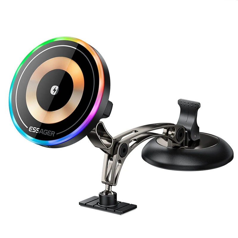 ESSAGER ES-ZJ40 15W Magnetic Wireless Car Charger 360° Rotation Metal Dashboard Mount for Phone Strong Magnet Fast Charging Car Accessory — view 8