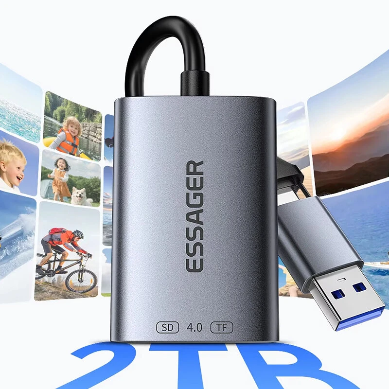 Essager SD4.0 Card Reader 312 MB/s USB 3.0 Type-C to SD/Micro TF Memory Card Adapter for iPhone 17 16 MacBook Laptop PC for Samsung — view 2