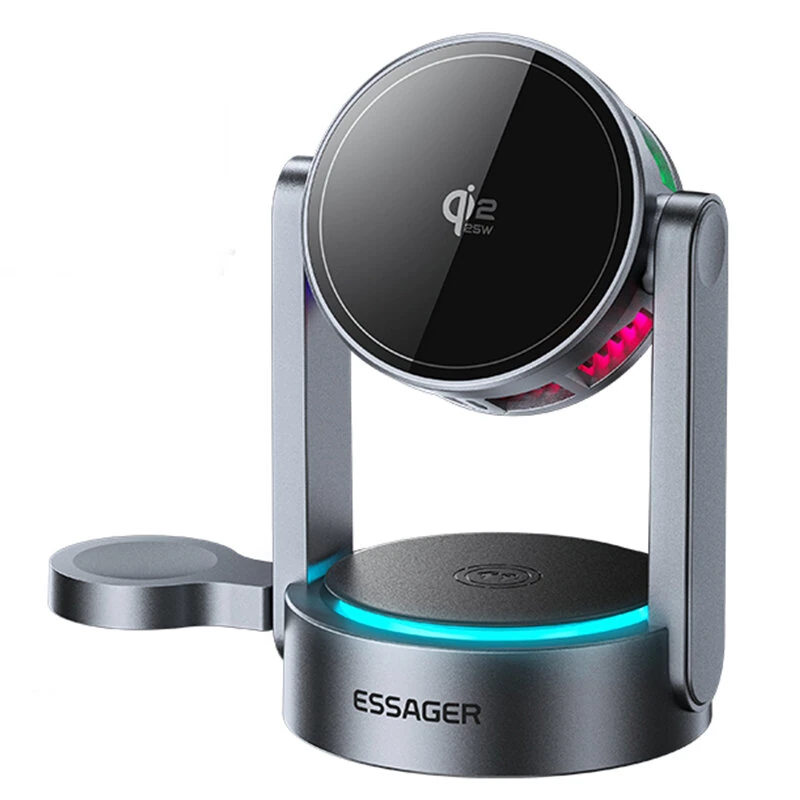 ESSAGER T50 Qi2.2 3-in-1 Magnetic Wireless Charger 25W Fast Wireless Charging Stand for Smart Phones for iPhone 17 17Pro 16 Pro Max 15 14 for Huawei Mate XTs for OPPO for Airpods for Apple Watch — image 1