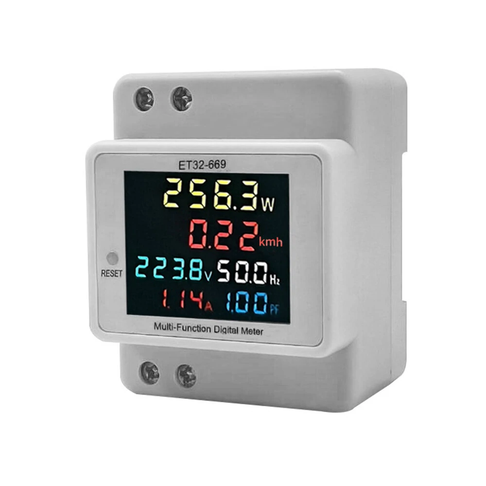 ET32-669 High Precision Professional Electrical Meter with Full-view LCD Screen Measures Voltage Current Power Frequency and Power Factor High Temperature Resistant Supports 22 KW Power — view 2