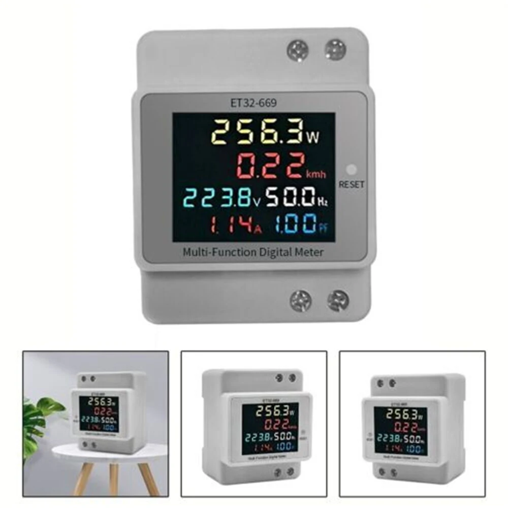 ET32-669 High Precision Professional Electrical Meter with Full-view LCD Screen Measures Voltage Current Power Frequency and Power Factor High Temperature Resistant Supports 22 KW Power — view 3