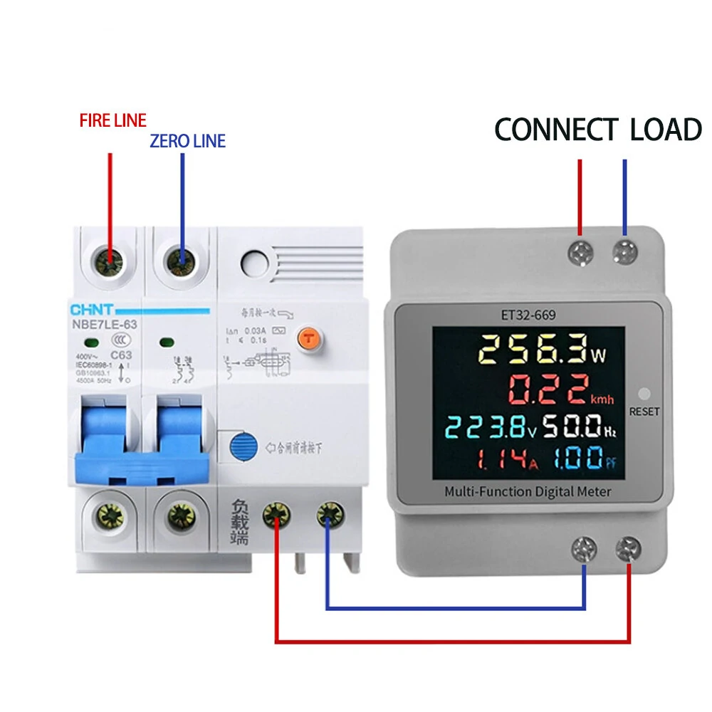 ET32-669 High Precision Professional Electrical Meter with Full-view LCD Screen Measures Voltage Current Power Frequency and Power Factor High Temperature Resistant Supports 22 KW Power — view 6