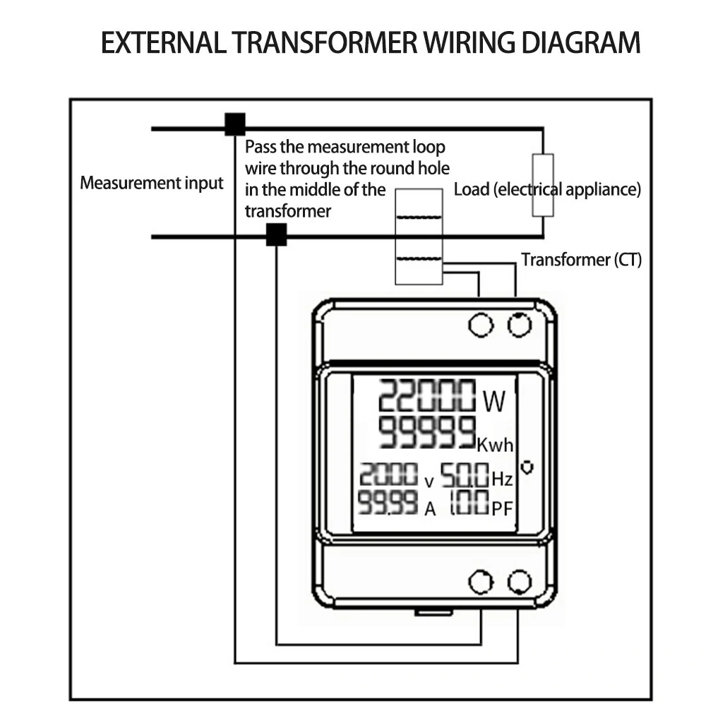 ET32-669 High Precision Professional Electrical Meter with Full-view LCD Screen Measures Voltage Current Power Frequency and Power Factor High Temperature Resistant Supports 22 KW Power — view 8