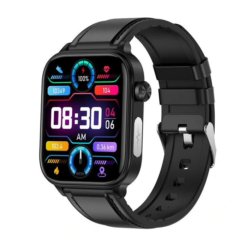 ET570 1.96inch HD Screen bluetooth Call ECG Heart Rate Blood Pressure Blood Oxygen Monitor Noninvasive Blood Glucose Measurement Uric Acid Blood Lipid Testing BMI Body Fat Sleep Monitoring Multi-sport Modes Music Playback IP68 Waterproof Smart Watch — view 3