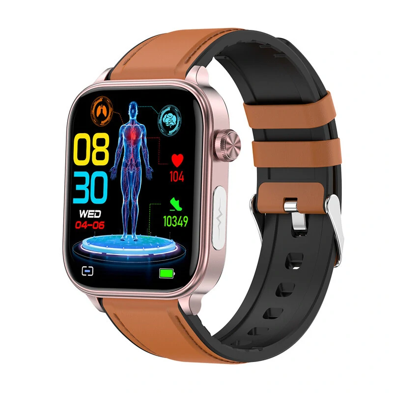ET570 1.96inch HD Screen bluetooth Call ECG Heart Rate Blood Pressure Blood Oxygen Monitor Noninvasive Blood Glucose Measurement Uric Acid Blood Lipid Testing BMI Body Fat Sleep Monitoring Multi-sport Modes Music Playback IP68 Waterproof Smart Watch — view 4