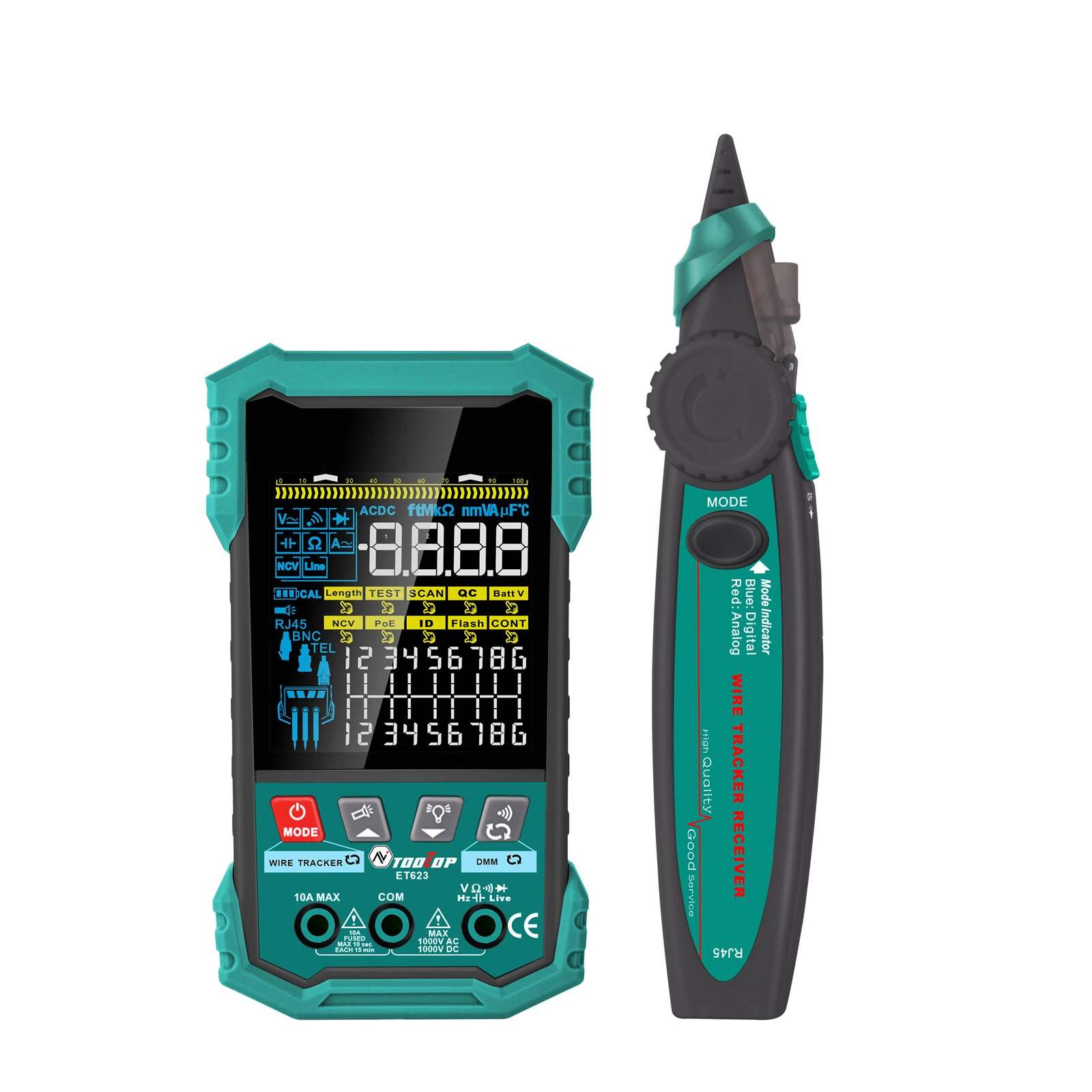 ET622 ET623 Wire Tracker Cable Tester Multimeter Adjustable NCV POE Voltage Testing 6000 Count Screen Network Cable Measurement 400m Accurate — view 2