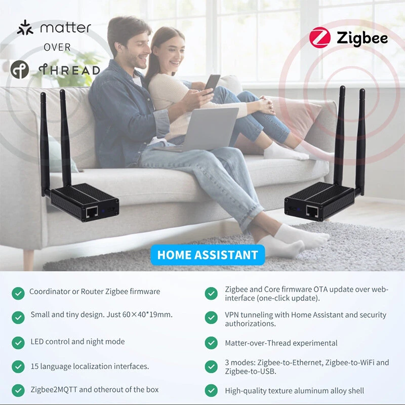 ETH-52P Zigbee3.0 Gateway USB Dongle Ethernet WiFi Adapter Support Zigbee2MQTT Home Assistant OTA Aluminum Case Smart Hub — view 6