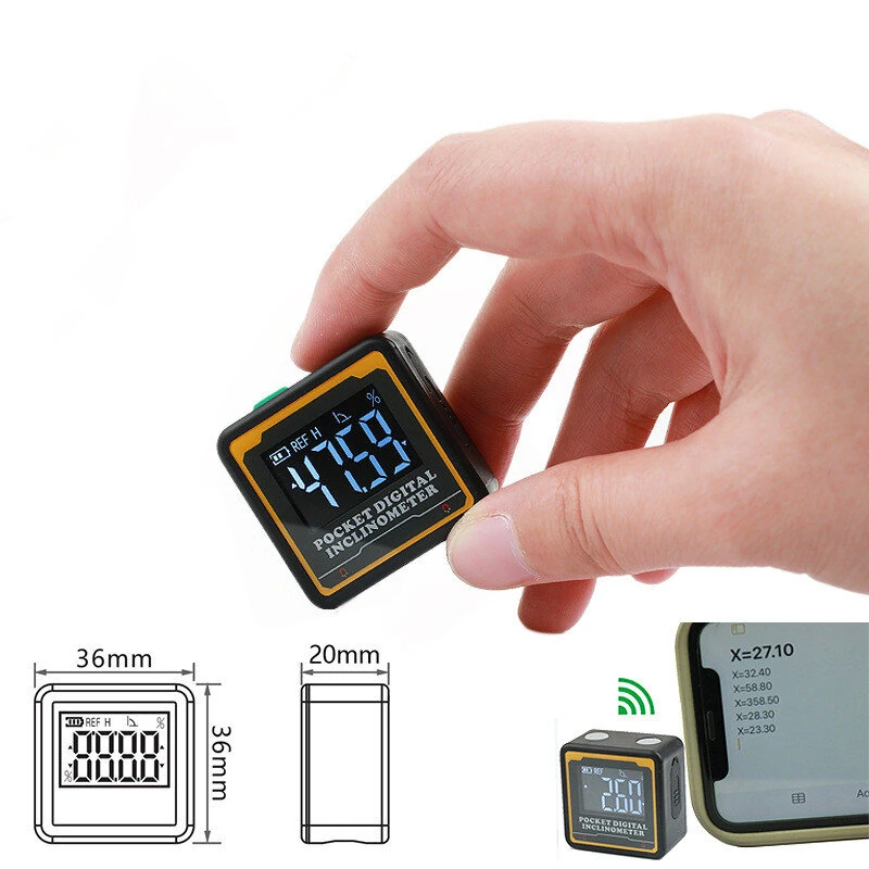 ETOPOO Mini Pocket Inclinometer with Bluetooth Digital Display Angle Measuring Slope Meter - Ideal for Surveying Construction and Engineering Projects