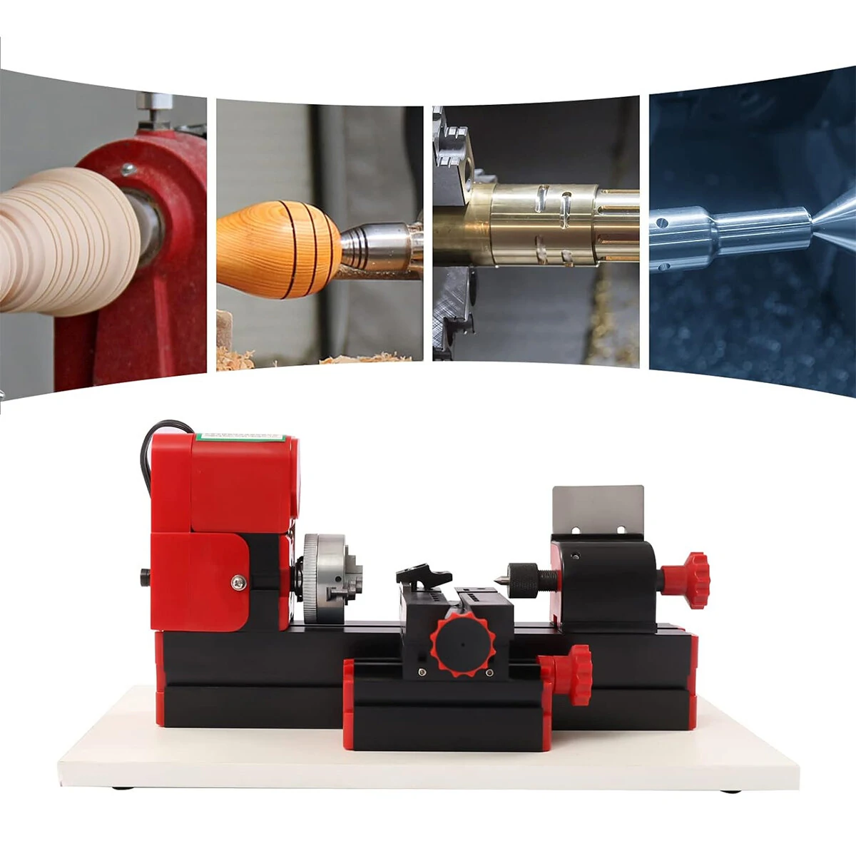 EU Plug 24W High-Speed Mini Wood Metal Lathe Machine 12V DIY Tool CNC Metal Motorized Lathe Machine 20000rpm/min — view 2