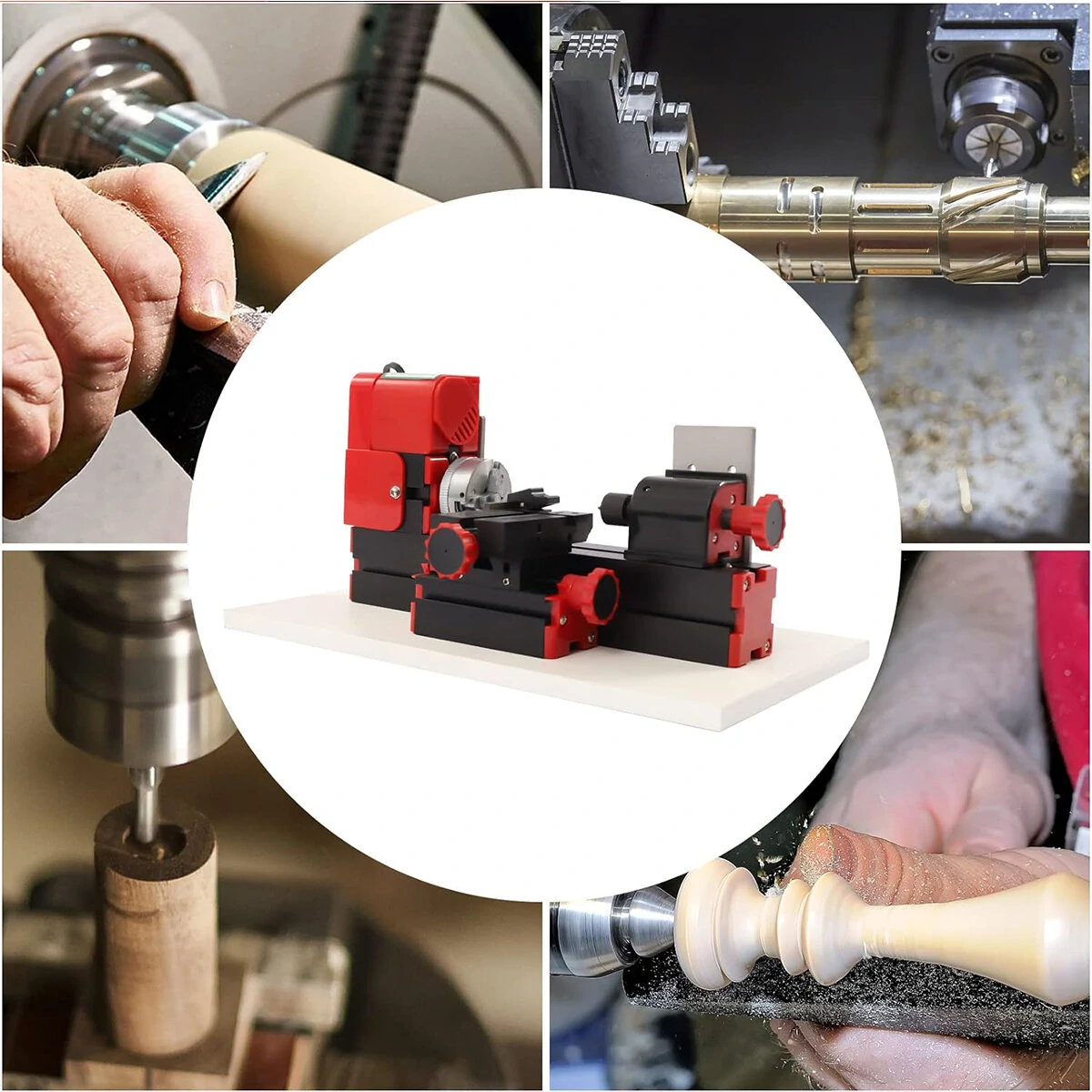 EU Plug 24W High-Speed Mini Wood Metal Lathe Machine 12V DIY Tool CNC Metal Motorized Lathe Machine 20000rpm/min — view 5