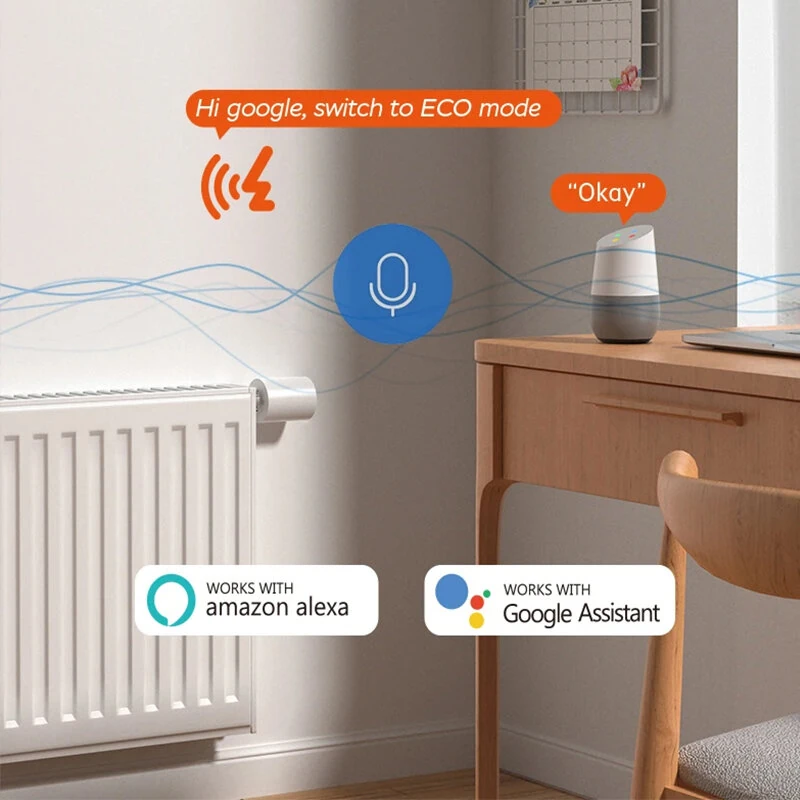 EWeLink APP ZigBe Thermostat Radiator Actuator LCD Display Smart Home Programmable Thermostatic Radiator Valve Voice for Alexa Google — view 3