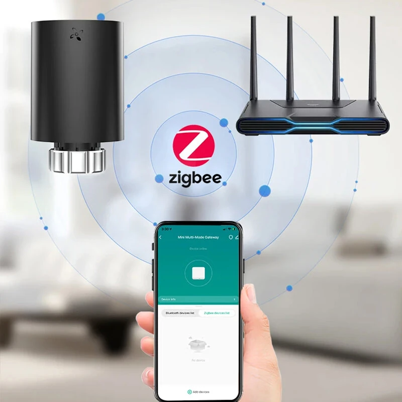 EWeLink APP ZigBe Thermostat Radiator Actuator LCD Display Smart Home Programmable Thermostatic Radiator Valve Voice for Alexa Google — view 5