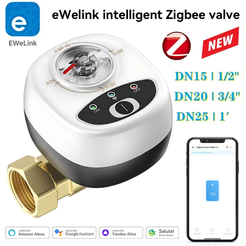 EWeLink CZV20 Smart Zigbe Water Vavle for DN15/DN20/DN25 APP Wireless Control Timing Function IP65 Waterproof Ball Valve Work with Alexa Google Assistant SmartThings — view 3