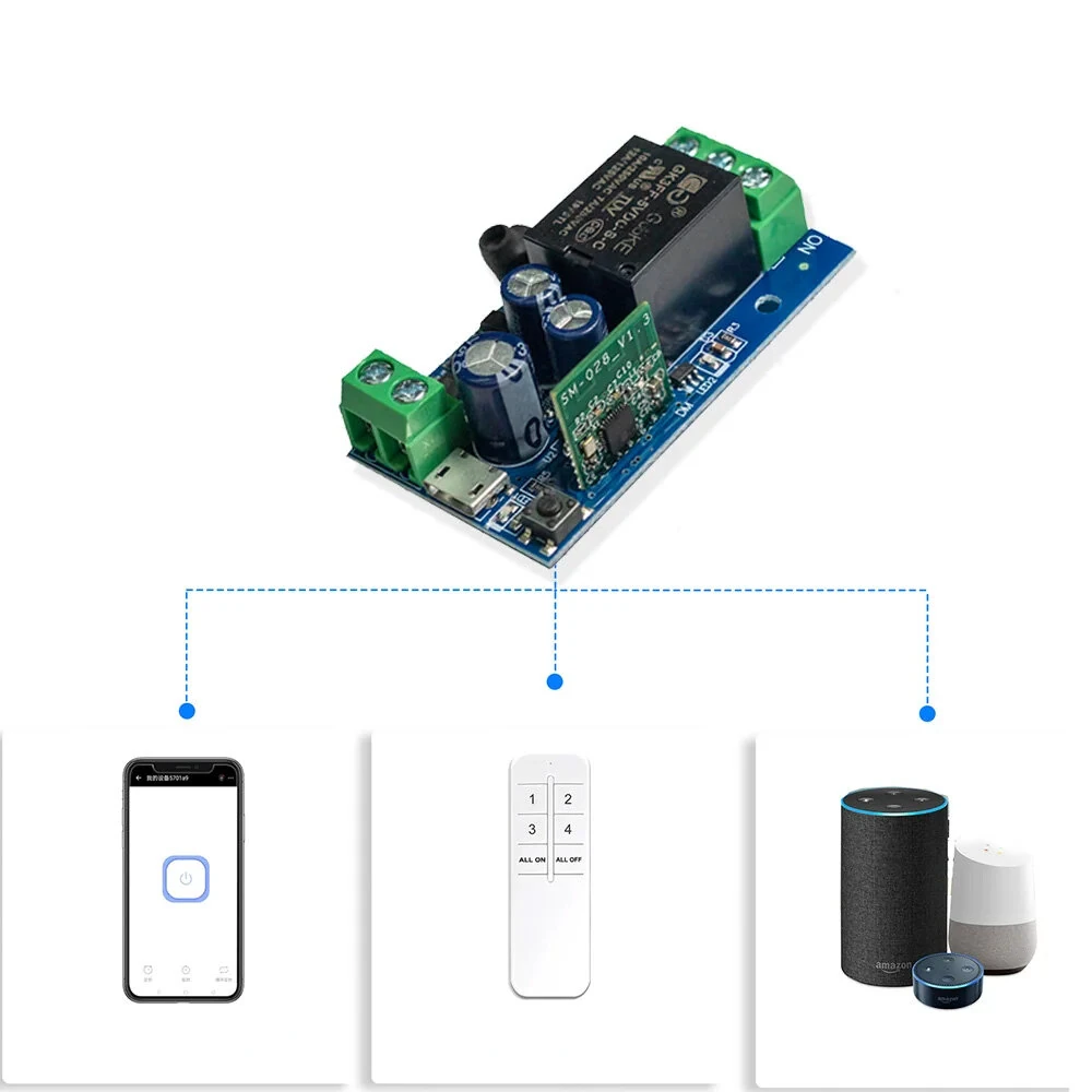 EWelink Smart WiFi Relay Switch DC 5V 12V 24V 48V Wireless Remote Control 1 Channel Alexa Google Home Voice Control — view 3