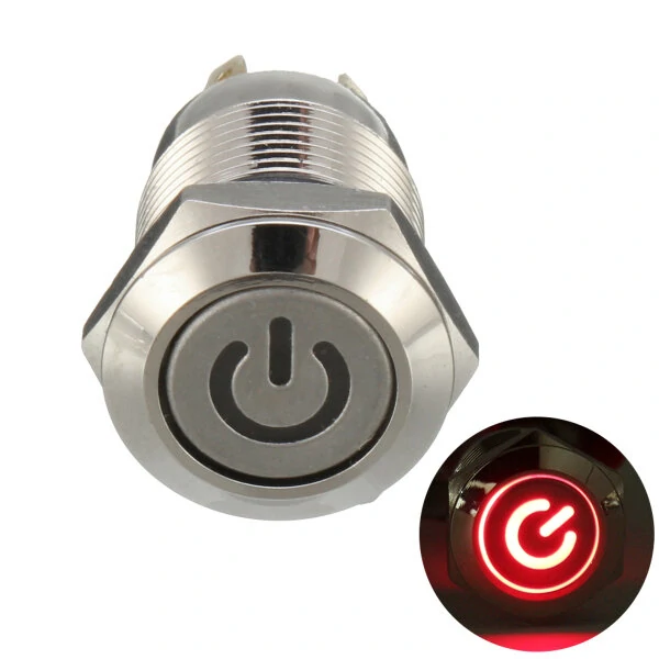 Excellway® 12V 4 Pin Led Metal Push Button Switch Momentary Power Switch Waterproof — view 2