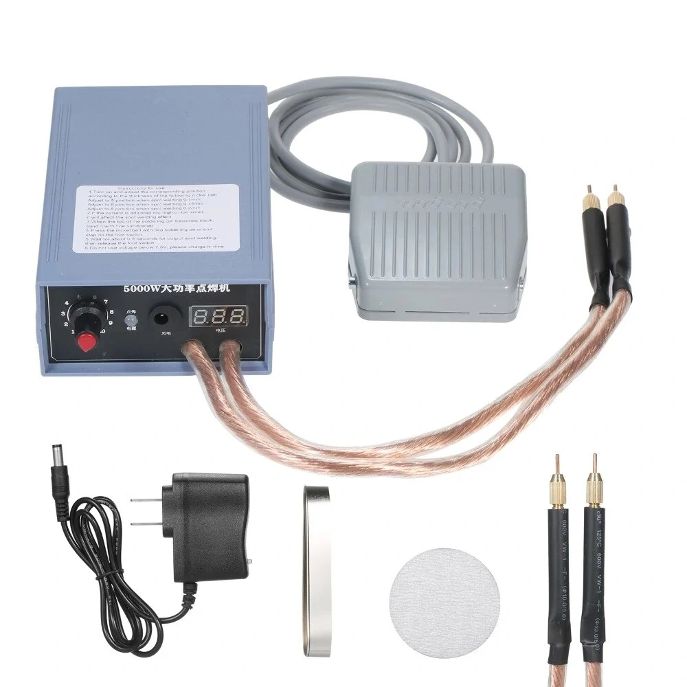 Excellway 5000W Mini Spot Welder High Power Handheld Spot Welding Machine for 18650 Battery Welding Tools for 0.1/0.15/0.2/0.25mm Nickel Strip 0-800A Current Adjustable — view 10