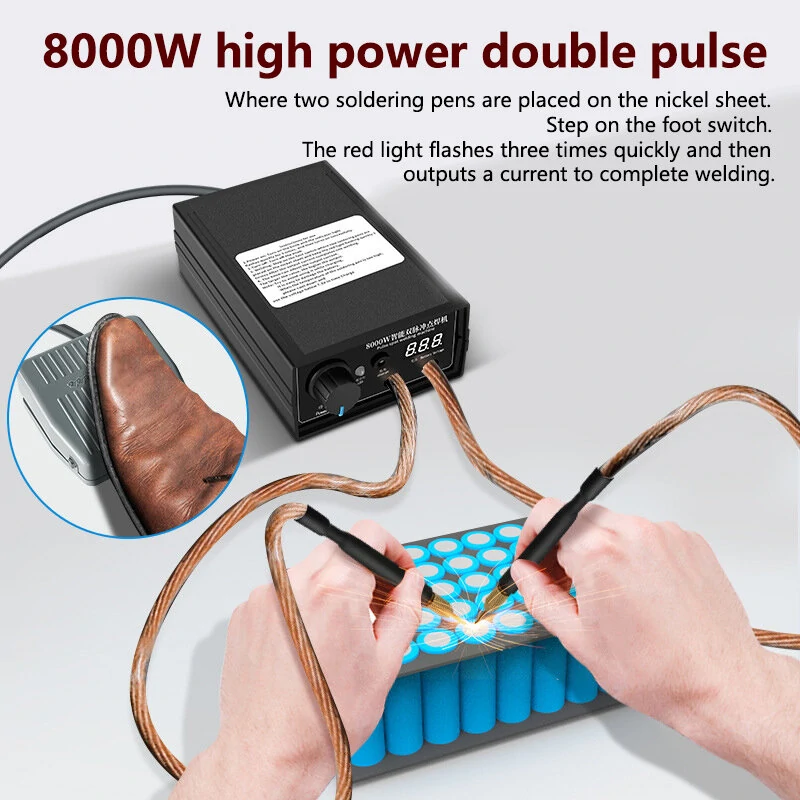 Excellway Dual Pulse 8000W Spot Welding Machine Rechargeable Lithium Battery Spot Welding Machine High Power Household Full Set Welding Machine — view 2