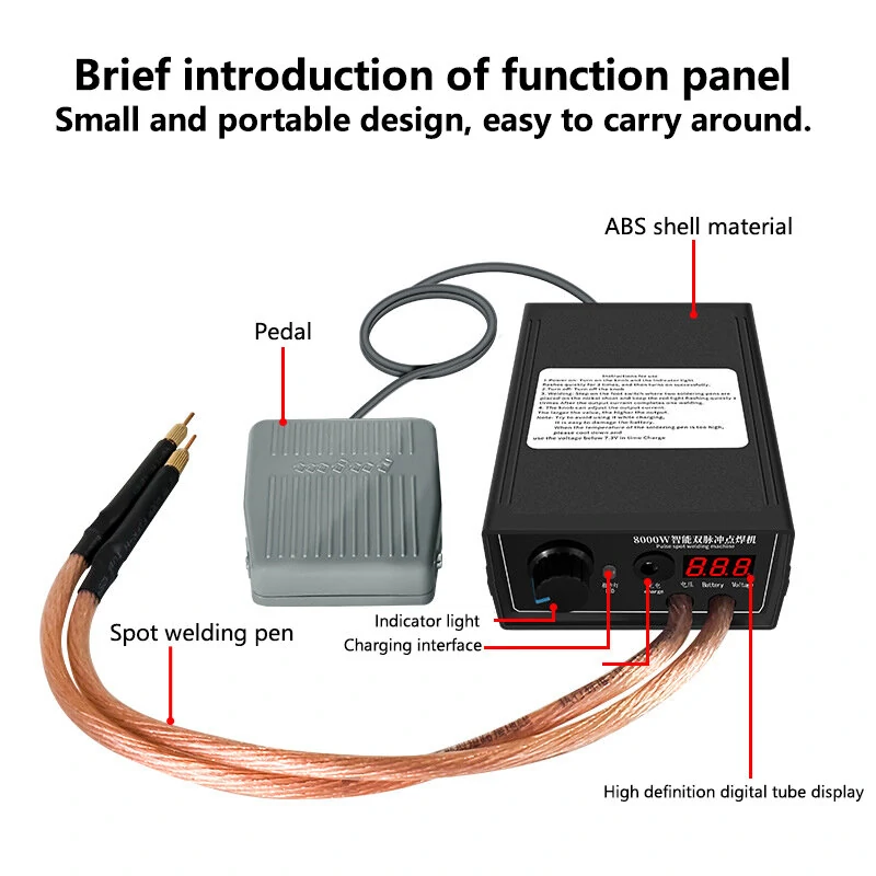 Excellway Dual Pulse 8000W Spot Welding Machine Rechargeable Lithium Battery Spot Welding Machine High Power Household Full Set Welding Machine — view 3