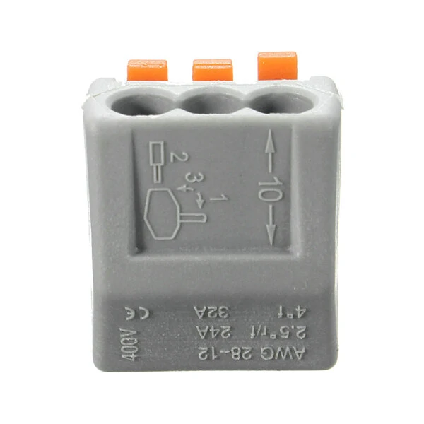 Excellway® ET25 2/3/5 Pins Spring Terminal Block 5Pcs Electric Cable Wire Connector — view 9