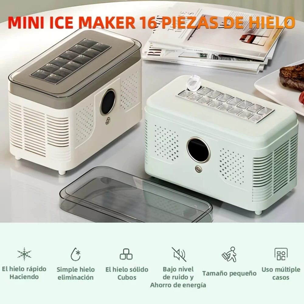 EXPED SMART Portable Mini Countertop Ice Maker 16 Solid Ice Cubes 15-20 Minutes Fast Ice Making Easy Ice Removal Low Noise for Home Office Camping Car Use — view 2